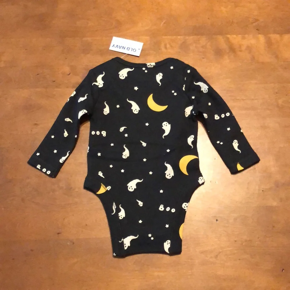 Halloween ghost boo moon long sleeve body suit one piece